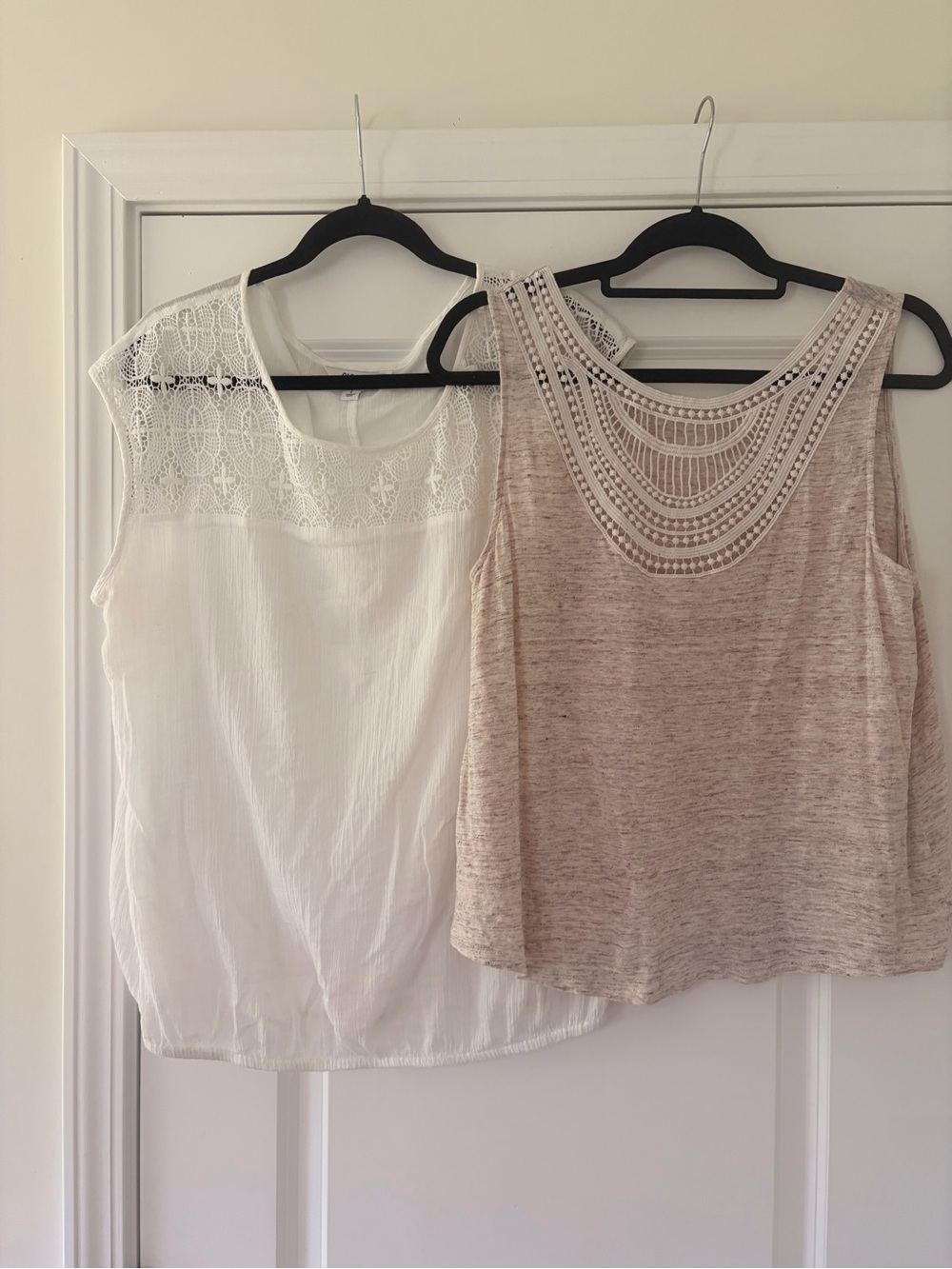 Sleeveless Crochet Yoke Tank Tops Lot of 2. SUPER CUTE!